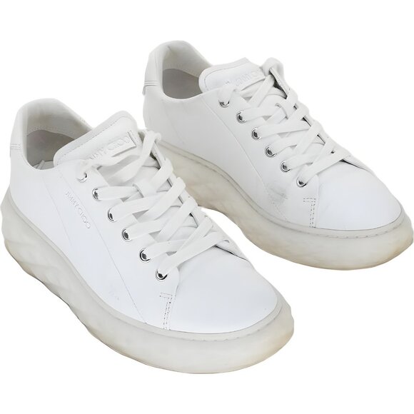 Jimmy Choo Diamond Light Maxi Leather Sneakers White Women's EU 37.5 - Picture 4 of 6
